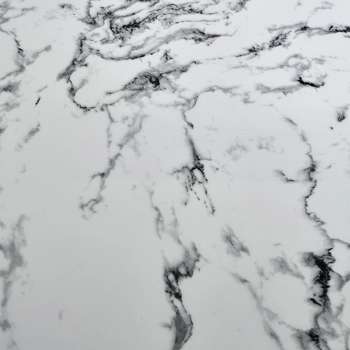 Jídelní stůl Roxas moderní bílý mramor s černými nohami 160x90 cm Atmosphera