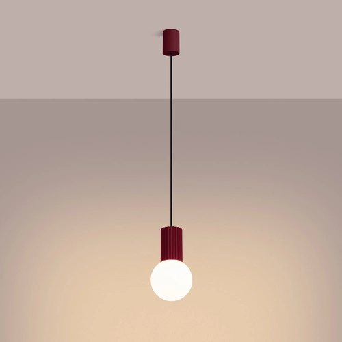 Moderní závěsné svítidlo HALO 1 bordó skleněná koule do obýváku a ložnice SOLLUX