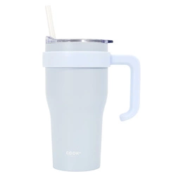 Termohrnek Miami 600ml bílý s uchem a brčkem na kávu Intesi elegantní