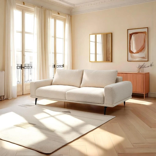 Rozkládací pohovka Salmi pro 3 osoby s funkcí spaní béžová skandinávský styl do obýváku