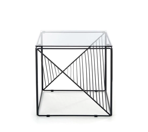 Moderní čtvercový konferenční stolek ze skla černý 50x50 cm do obývacího pokoje Intesi