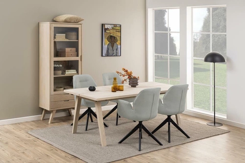 Dřevěná vitrína do obýváku se zásuvkami A-line Actona bělený dub 190 cm