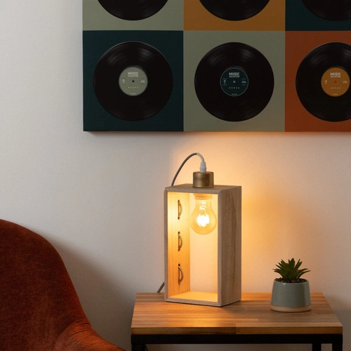 Noční stolní lampa Iwata Atmosphera dřevěná vintage minimalistická 28 cm