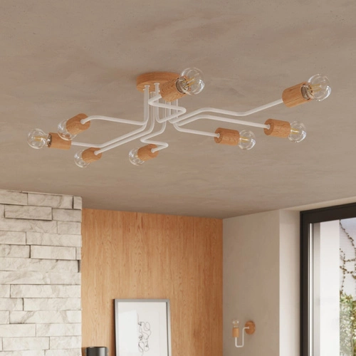 Nástěnné svítidlo TIMBO bílá moderní skandinávský loft do obýváku a ložnice dřevo kov