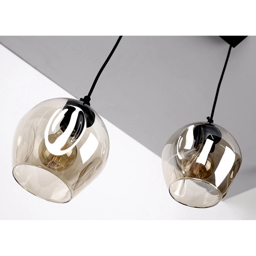 Závěsná lampa Aspa černá 2x40W E27 stínidlo hnědé barvy