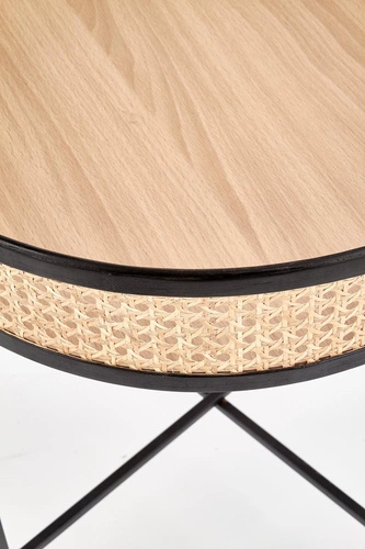 Konferenční stolek Balta kulatý ratanový boho skandinávský 50 cm do obýváku černý Intesi