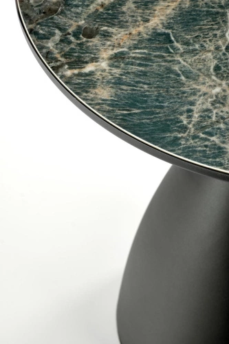 Kulatý konferenční stolek Namas glamour se zelenou mramorovou deskou do obýváku