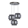 Zajíc chromovaná závěsná lampa 3x60W E27 stínidlo šedá+stříbrná