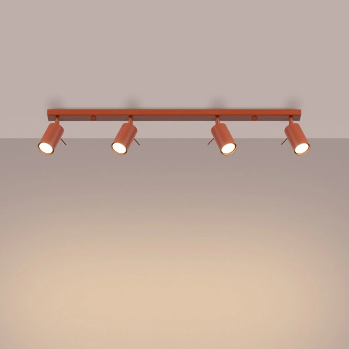 Stropní svítidlo RING 4x červené moderní kovové otočné do obýváku a ložnice SOLLUX