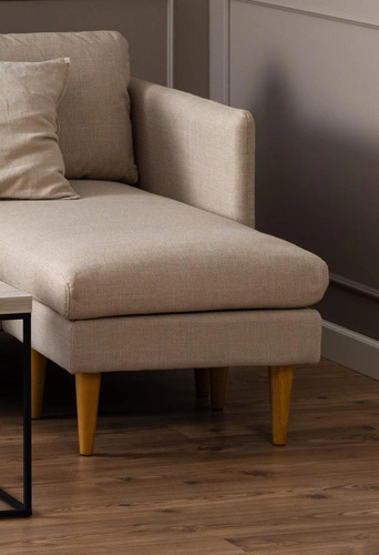 Rohová sedačka Milly béžová moderní skandinávská s otočným lenoškou do obýváku