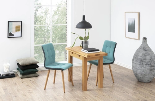 Rozkládací jídelní stůl Kenley dubová dýha přírodní skandinávský styl 100x90 cm