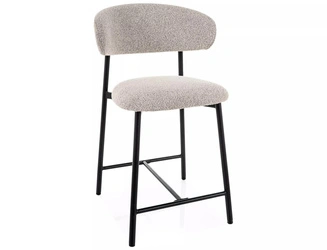 Barová židle Pasco Slim světlé šedá čalouněná s opěrkou do kuchyně