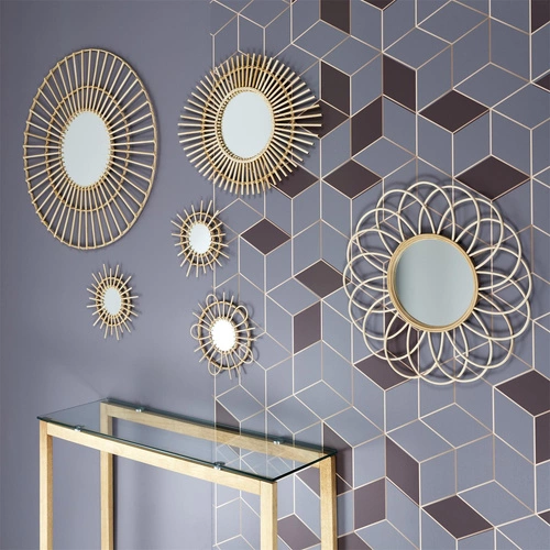 Kulaté ratanové zrcadlo Serifos boho závěsné do předsíně a obýváku Intesi