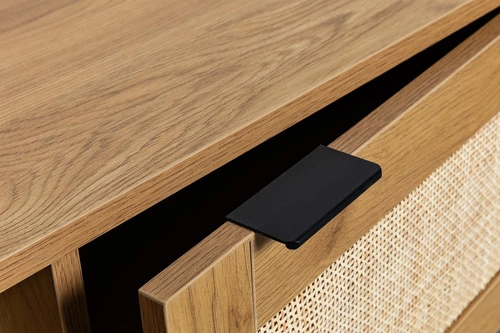 RTV skříňka Capri 150 cm ratanová stojací boho s kovovou podstavou do obýváku přírodní