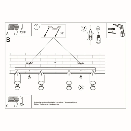 Stropní svítidlo RING 4x bílá moderní kovová do obýváku kuchyně a ložnice SOLLUX