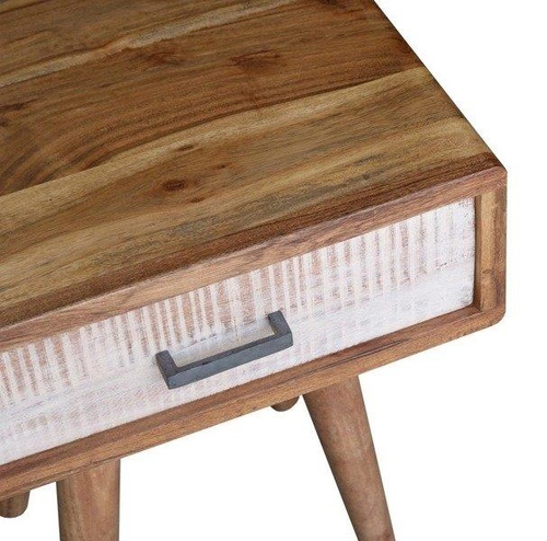 Noční stolek dřevěný 45 cm se zásuvkou skandinávský akácie hnědý Intesi