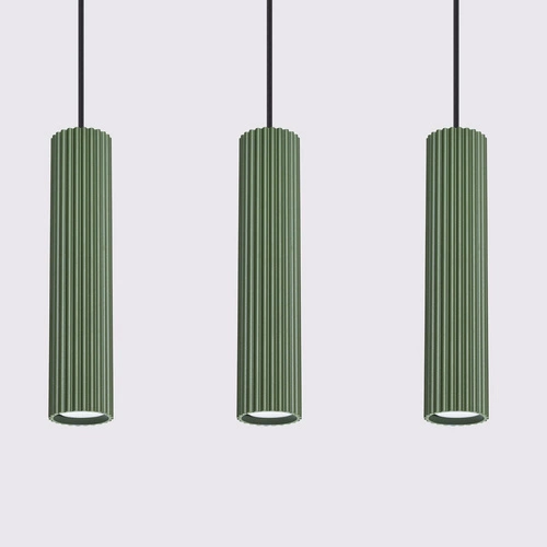 Závěsné svítidlo 3bodové Karbon zelená olivová, nastavitelné do obýváku a nad stůl