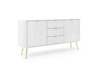 Komoda Seda bílá se zásuvkami na zlatých nohách 168 cm moderní glamour do obýváku Intesi