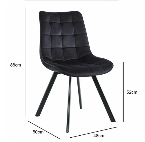 Jídelní židle Moly Intesi čalouněná sametem černá moderní s kovovými nohami