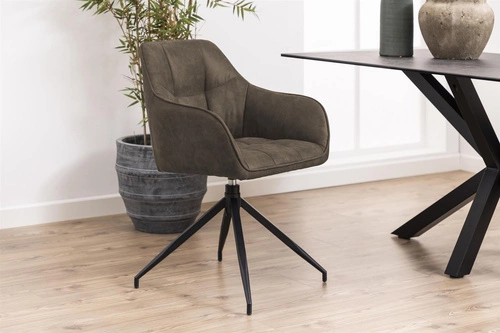 Otočená čalouněná židle Brenda Actona s područkami do obýváku hnědá moderní