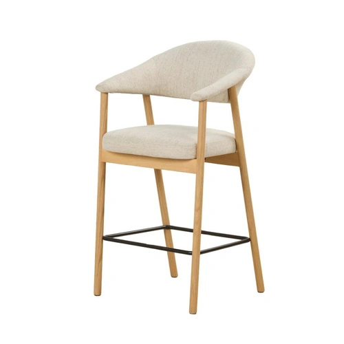 Barová židle Elk čalouněná skandinávská k kuchyňskému ostrůvku pískový dub
