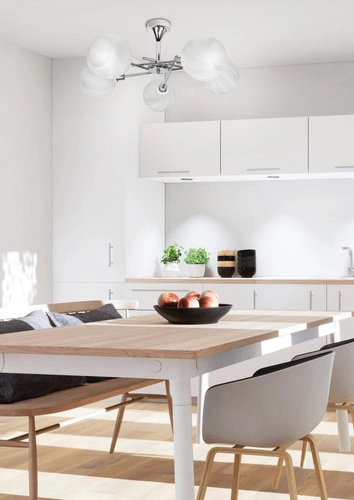 Moderní závěsné svítidlo Raul 5 světel skleněné chromované do obývacího pokoje a ložnice