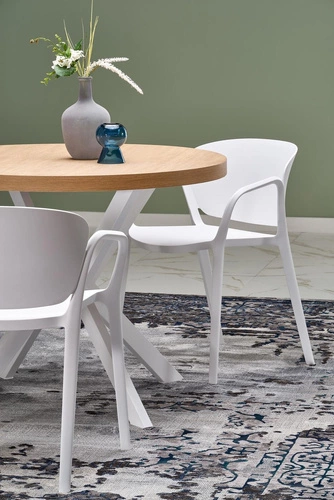 Rozkládací kulatý stůl Roni Intesi 100–250 cm dub zlatý bílý moderní do jídelny