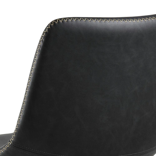 Barová židle s opěrkou Oregon Actona černá industriální do kuchyně a k ostrůvku, ekokůže, kov 76,5 cm