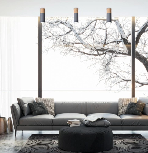 Moderní stropní svítidlo Tuba šedá s dřevem do obýváku, kuchyně, ložnice 20 cm CANDELLUX