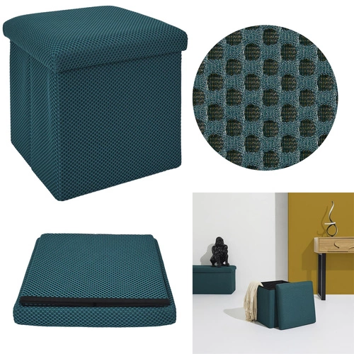 Skládací taburet s úložným prostorem Vels Atom tyrkysový čtvercový do předsíně a studentského pokoje