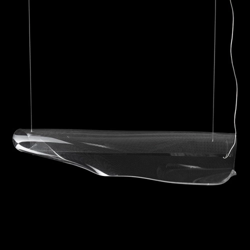 Závěsné LED svítidlo Cortina no. 2 moderní chromované do obýváku a jídelny, výškově nastavitelné