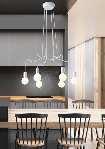 Moderní závěsné svítidlo Basso bílá kovová 6bodová do obývacího pokoje a ložnice