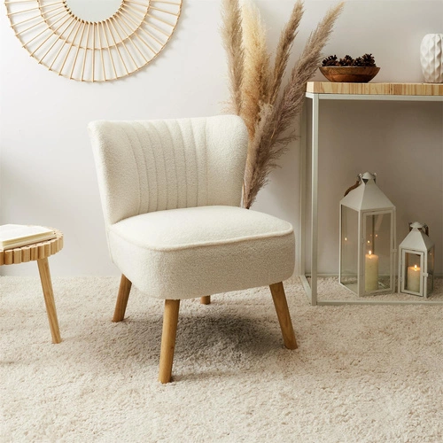 Křeslo Erika bílý boucle do obýváku skandinávský pohodlný Intesi