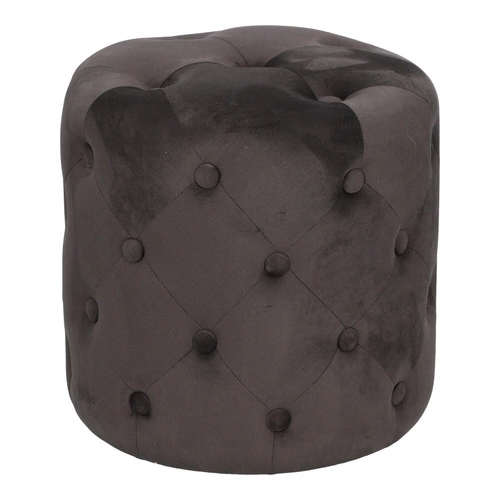 Sametový kulatý taburet Adriana šedý pro glamour obývací pokoj 38 cm Atmosphera