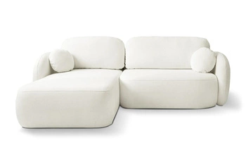 Rohová sedací souprava s rozkladem Salby levá bílá moderní do obýváku s úložným prostorem