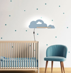 Nástěnná lampa Cloud lamp 5W LED 4000K iq kids s drátem modrá