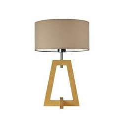 Noční lampička Clio béžová s látkovým stínidlem a dubovým podstavcem glamour do ložnice LYSNE personalizovaná