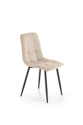 Čalouněná jídelní židle Fime béžová, moderní s černými kovovými nohami Intesi