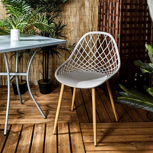 Jídelní židle Malaga Intesi šedá z plastu v ratanovém vzhledu, snadné čištění