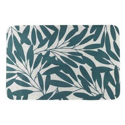 Kobereček Arlla zelený s listy 40x60 moderní do předsíně pratelný v pračce