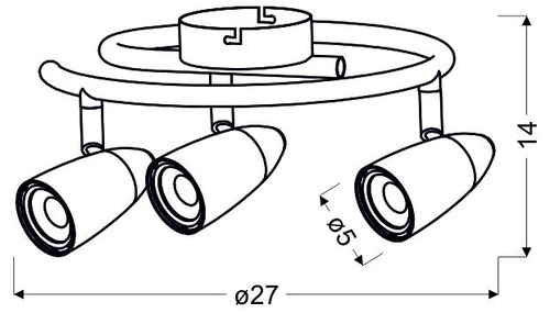 Moderní LED stropní svítidlo Liberty chrom, nastavitelná, do obýváku a ložnice, 3-bodová