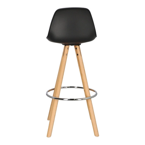 Barová židle Nord černá s opěrkou do kuchyně a k ostrůvku, moderní, dřevěná s ekokůží Intesi