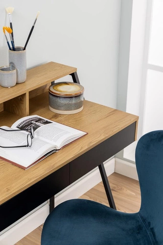 Skandinávský psací stůl s nástavcem a zásuvkami Reece na práci a studium hnědo-černý 100 cm