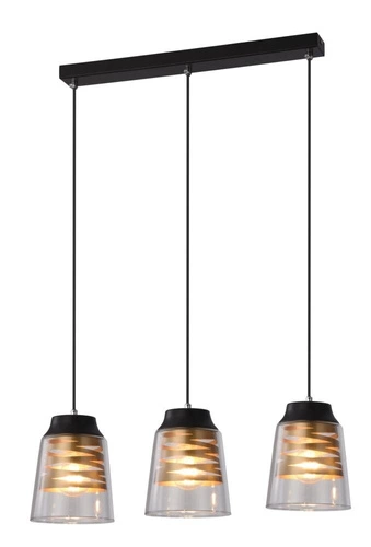 Závěsná lampa Fresno černá 3x60W E27 čiré stínítko