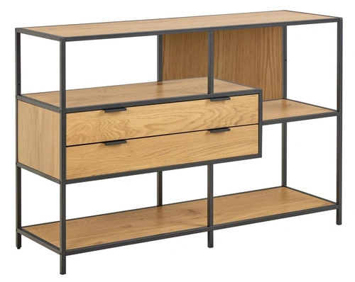 Knihovna Seaford V loftová se zásuvkami divoký dub/černá