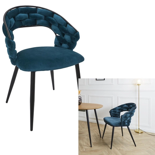Jídelní židle Swyer modrá čalouněná sametová s područkami moderní Intesi