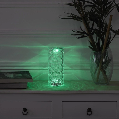 LED noční lampička Crystal Intesi glamour s dálkovým ovládáním 12 barev do ložnice a obýváku 21,5 cm