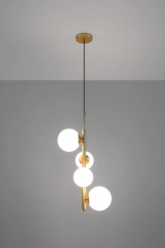 Mosazná závěsná lampa Cordel 4x20W G9 s bílým difuzorem