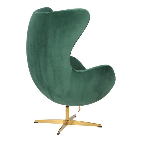 Velvet křeslo Egg zelený samet otočné s houpací funkcí do obýváku na zlaté noze