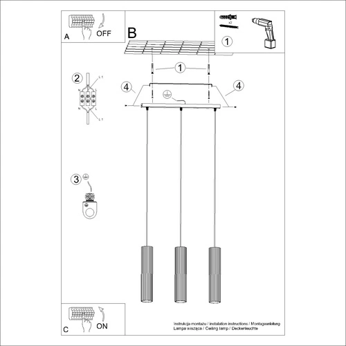 Závěsné svítidlo KARBON 3ramenné béžové moderní do kuchyně a nad ostrůvek